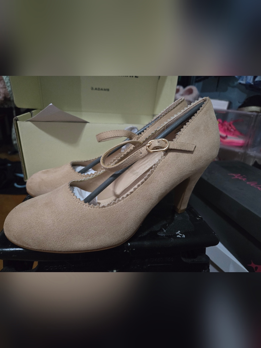 Beige J. Adams High Heels with Buckle Strap